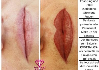 Lippen schmerzfreie Tätowierung Permanent Make-up Microblading Veronika Kocian Zürich